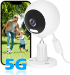 GUOANVISION Outdoor / Indoor Surveillance Camera, 5G WLAN IP Camera, Indoor Camera Surveillance for Baby Monitor/Older Kids/Pets, Dogs, Night Vision, Intercom Function and Motion Detection
