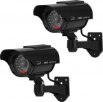 Pakett 2 Dummy Camera Solar Powered simuleeritud Dummy j&auml;relevalve turvakaamera vilkuv LED-valgusega, must
