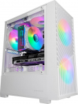Mars Gaming MC Vortex, MicroATX m&auml;ngukapp, geomeetriline v&otilde;rkfront, karastatud klaasist k&uuml;lgaken, 3 x 120 mm FRGB Rainbow ventilaator, kompaktne PC-kapp, topeltkambriline disain, valge v&auml;rvi
