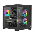 Noua Vision ZK100 Mini Black Case Micro ATX PC Gaming Mini Tower 0.60mm adresseeritav ARGB LED ventilaator Dual Camera Structure USB 3.0 Karastatud klaas ees ja k&uuml;ljel