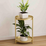 K&otilde;rvallaud 2 tasandiga, v&auml;ike &ouml;&ouml;kapp kahe eemaldatava salvega, k&otilde;rge metallist taimede stend sise- v&otilde;i v&auml;listingimustes, lillepoti esitlus, magamistoas (kollane, 40 cm / 16 tolli)