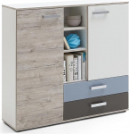 Lomadox teismelise toa k&uuml;ljepaneel Highboard liivatammest Valge Lava Denim