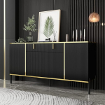 Sideboard 4 ukse ja 1 sahtliga, Comode kapp reguleeritava riiuliga, Sideboard, sahtlikapp, k&ouml;&ouml;gikapp, buffetkapp metalljalgadega sissep&auml;&auml;suks, k&ouml;&ouml;ki, s&ouml;&ouml;gituppa, must, MDF, MDF