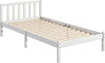 HOMCOM puidust voodiraam lamellp&otilde;hjaga, 82" x 38" Voodiraam koos peaplaadiga, &uuml;heinimesevoodi raam magamistuppa, valge
