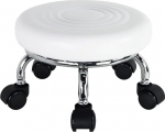 WKWKER Modern Roller Seat PU nahast madal &uuml;mmargune p&ouml;&ouml;rlev v&auml;ike tool universaalsete ratastega kodukontorisse garaažipoodi spordi jaoks K&otilde;rgus: 21,3 cm (valge)
