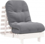 vidaXL Futon diivanvoodi koos madratsiga, diivanvoodi reguleeritava seljatoega, diivanvoodi elutoa diivanvoodi jaoks, kokkupandav diivan, valge massiivne m&auml;nnipuit