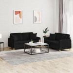 3202106 2-osaline diivanikomplekt pehmendusega must kangas, Lounge diivan, diivanid ja diivanid, l&otilde;&otilde;gastav diivan, diivan elutuppa