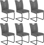 JIEXI Cantilever s&ouml;&ouml;gitoa toolid, komplekt 4 - kiiktoolid kangakattega, tikitud seljatoega ja metallraamiga, k&ouml;&ouml;gitool / s&ouml;&ouml;gitool, kaasaegne, mugav ja stabiilne (6 halli tooli)