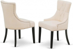 East West Furniture Friona Parson luksuslik tool - helebeeži linane kangas - mustaks viimistletud k&otilde;vapuust jalad - 2 tk.
