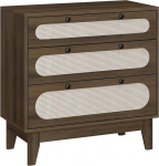 Rattan-Kommode mit 3 Schubladen, gewebter Schrank mit ger&auml;umigen Schubladen f&uuml;r Schlafzimmer, Wohnzimmer, Eingangsbereich