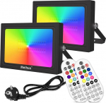 MEIHUA 35 W RGB LED Spotlight with Remote Control Outdoor Spotlight IP66 Waterproof Colour Changing Dimmable Floodlight 12 Colours Multifunction with Timer for Tree Garden DJ Home Party Christmas