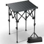 Anbte Campingtisch Klapptisch 50x41cm(LxB) Aluminium Aufrollbare Tischplatte mit 2 H&ouml;hen 44/70cm X-Frame Design bis 120KG Belastbar mit Aufbewahrungstasche f&uuml;r Outdoor Indoor, Black