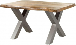 MASSIVMOEBEL24.DE Freeform 5 Mango Tree Table - Erinevad suurused, v&auml;rvid ja raamid, V&auml;rv: naturaalne lakk, Suurus: 140 x 90 cm, Raam: X-jalad, matt h&otilde;bedane