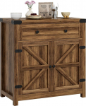 YESHOMY Farmhouse Coffee Bar Cabinet, Sideboards, with Barn Doors, Spacious Drawer, Adjustable Inner Shelf, Generous Surface for Kitchen, Bathroom, Entryway, Living Room, Pure Brown