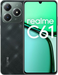 realme C61 nutitelefon 6 + 128 GB, 45 W SUPERVOOC laadimine, 5000 mAh massiivne aku, v&otilde;imas kaheksatuumaline kiibistik, 7,74 mm Ultra Slim disain, AI Boost Engine, tumeroheline, ilma adapterita.