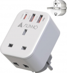AUNNO &Uuml;hendkuningriigi ja Euroopa pistikupesa adapter, PD 20W kiirlaadimine maandatud Euroopa adapter koos habemeajaja pistikuga, adapter 2 USB-pordiga ja 1 USB-C pordiga Saksamaale, Prantsusmaale, Hispaaniale, Kreekale, Poolale jne (t&uuml;&uuml;p E/F)