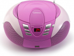 Lenco SCD-37 CD m&auml;ngija lastele, CD raadio, stereos&uuml;steem, Boombox, FM raadiotuuner, USB port, MP3, 2 x 1,5 W RMS v&otilde;imsusega, v&otilde;rgu- ja akutoitega, roosa v&auml;rvi