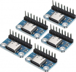 hankekaart USB Type C Breakout Board Female 2.54mm Connector with Pin Header Connector Pack of 5