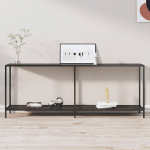 Konsole aus Hartglas und Stahl, schwarz, 200 x 35 x 75,5 cm, Wandmontage erforderlich - Wandtisch f&uuml;r Wohnzimmer und Flur Model331707
