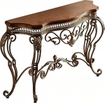 Halbmond Console Table, Konsolentisch Holz mit Verzierten Voluten Beinen f&uuml;r Wohnzimmer, Flur und Flurtisch(135x40x83cm/53x16x33in)