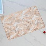 Tischset Rechteckig Abwaschbar, 4er-Set Rechteck mit Blattmuster Hitzebest&auml;ndig Platzsets f&uuml;r k&uuml;che Speisetisch Hotel, Platz-Matten, 45x30cm, Ros&eacute;gold
