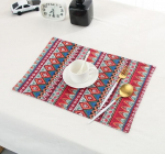 AMDXD komplekt 2 kohamatti Boho Square, puuvillased linased kohamatid j&otilde;uludeks pestav geomeetriline triibumuster kuumakindel lauaalused s&ouml;&ouml;gilaua oranž punane lauale, baarile, 30 x 45 cm.