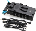 HangTon V Mount V-Lock akuplaadi jaotur 7-tee v&auml;ljund toiteadapter D-Tap DC USB 15mm varras Sony kaamerarigile