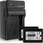 2 Batteries + Charger (Mains, Car) for VW-VBT380 / Panasonic HC-V130, V160, 270, 380, V727... See List! with Info Chip (Battery Life Display Supported)