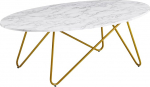 FineBuy valge marmorse v&auml;limusega kohvilaud, 120 x 40 x 60 cm, metallraamiga elutoa laud, diivanilaud, ovaalne laud, salongilaud