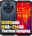 DOOGEE Fire 6 Thermal Imaging Rugged 4G nutitelefon ilma lepinguta, 16GB + 256GB, aku 10400mAh / 18W, 50MP + 8MP Simlock-free mobiiltelefonid, Android 14, 6.56 Pollici, Face ID, 15.8 mm Thin Blue