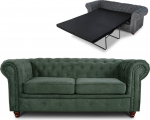 Chesterfield Asti diivanvoodi kuni 2-kohaline, diivan magamisfunktsiooniga, diivan 2-kohaline, diivanikomplekt, diivanikomplekt, puidust jalad, Glamour (roheline (Capri 74))