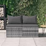Homgoday Garden Diivan Outdoor Keskmine diivanid aed koos padjadega 2 Pack Poly Rattan Grey Bed Diivan Diivan Diivan Garden Diivan elutuba Patio Outdoor m&ouml;&ouml;bel