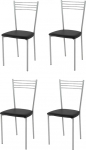 Tommychairs - 4 ELENA moodsa tooli komplekt k&ouml;&ouml;gi ja s&ouml;&ouml;gitoa jaoks, alumiiniumv&auml;rviga v&auml;rvitud terasest valmistatud vastupidav raam, musta v&auml;rvi kunstnahaga polsterdatud iste.