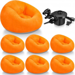 Realspring Bean Bag toolid T&auml;iskasvanute t&auml;ispuhutavad toolid elektrilise &otilde;hupumbaga T&auml;ispuhutav tool Kokkupandav kaasaskantav t&auml;ispuhutav diivan lugemine elutuba telkimine oranž 6