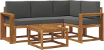Gartenm&ouml;bel Set, Loungegruppe aus massivem Akazienholz, 5-teiliges Outdoor Sofa Set mit Tisch und bequemen Polstern, Modular f&uuml;r Garten und Terrasse, Natur und Anthrazit