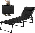 Palawano Klappbare Sonnenliege mit 5-Fach Verstellbarer R&uuml;ckenlehne - Faltbare Gartenliege f&uuml;r Garten, Balkon, Strand, Pool & Innenbereich (Schwarz)