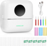 Mini Printer, Portable Mini Photo Printer, Wireless Photo Printer, Thermal Printer with 13 Rolls Printer Paper and 5 Colouring Pencils, Smartphone Bluetooth Printer with Android, iOS, for List, Notes,