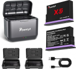 360 X5 aku laadija komplekt 2 Packungen mit 2800 mAh wasserdichten X5 Akkus und 2 Kanal X5 aku laadija koos akkufa&scaron;iga t&auml;ielikult kompatibel mit der 360 X5 Action Kamera