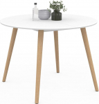 IDMarket - Angela &uuml;mmargune s&ouml;&ouml;gilaud 4-kohaline valge puidust jalaga 110cm