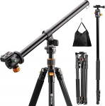 TARION Camera Tripod with Transversal Centre Column, Aluminium Photo Tripod, Travel Tripod with 360&deg; Ball Head, Quick Release Plate and Tripod Bag, Conversion into Monopod (Tripod + Extension Arm)