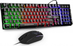 mafiti klaviatuuri ja hiire komplekt, juhtmega, LED taustavalgustus QWERTZ (saksa paigutus), vikerkaarev&auml;rviline valgustus m&auml;ngimiseks ja kontoriks
