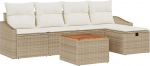 Rantry 6-teilige Garten Sofa Set mit Kissen Beige Poly Rattan Gartenlounge Model3359561