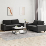 ShGaxin 3201886 2-osaline diivanikomplekt mustast kangast, Lounge diivan, diivanid ja diivanid, l&otilde;&otilde;gastav diivan, diivan elutuppa, diivan magamisfunktsiooniga