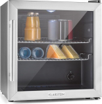 Klarstein Drinks Fridge, Small Fridge with 2 Shelves, Mini Fridge, Silent, for Office, Camping, Outdoor, with Glass Door, Mini Fridge 3-10&deg;C, Beer Fridge, 47 L, Silver/Black