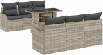 Rantry 7-teiliges Garten Sofa Set mit Kissen Hellgrau Poly Rattan Gartenlounge Model3357125