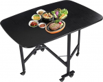 Sengfwin Multifunktsionaalne kokkupandav s&ouml;&ouml;gilaud k&ouml;&ouml;gilaud 6 rattaga 120 x 80 x 75 cm v&auml;ikestele ruumidele V&auml;ike s&ouml;&ouml;gilaud pikendatav kandev&otilde;ime 100 kg (must)