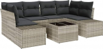 Rantry 7-teiliges Garten-Sofa-Set mit Kissen Hellgrau Poly-Rattan Gartenlounge Model3355631