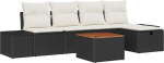 6-teiliges Garten Sofaset mit Kissen Schwarz Poly Rattan Gartenlounge Model3359586