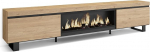 Skraut Home TV Cabinet, Lowboard, for Living Room and Dining Room, 267 x 57 x 35 cm, for Large Format TV, Electric Fireplace, XXL, Industrial Design, Modern Style, Oak