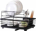 VIDECOR Geschirrtrockner &ndash; Geschirrst&auml;nder f&uuml;r Die K&uuml;chentheke mit Besteckhalter, Langlebiger Edelstahl, Geschirrst&auml;nder f&uuml;r Verschiedenes Geschirr, Einfache Installation, Kompakt,H